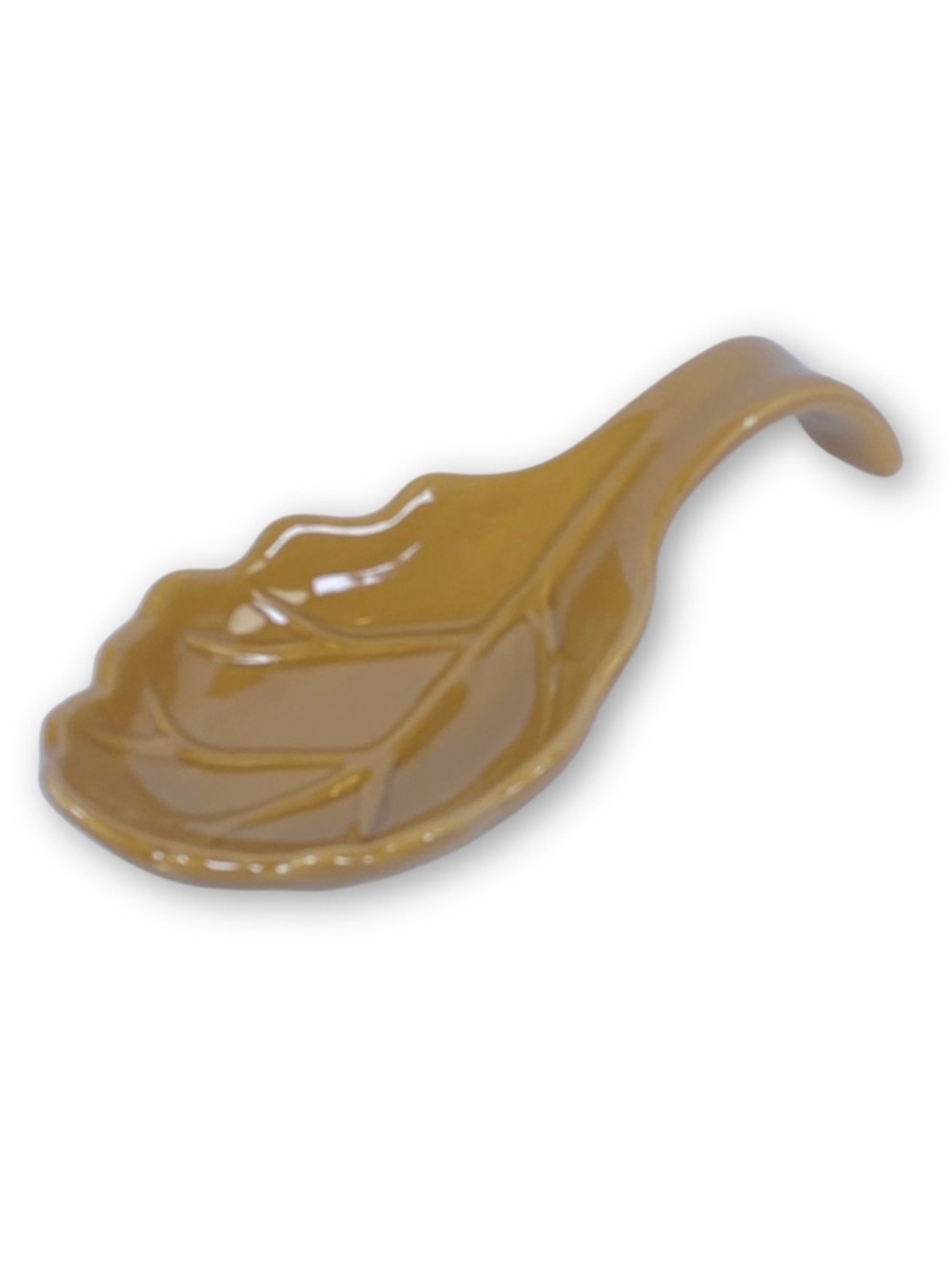 Tabletops Gallery Vintage Gold Painted Leaf Ceramic Spoon Rest Fall Decor